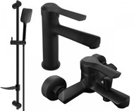 MEXEN Saber DF62 Set of basin and bath mixer with accessories, black 72103DF62-70 - Tap