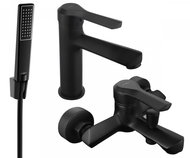 MEXEN Saber R72 Basin and bath mixer set with accessories, black 72103R72-70 - Tap