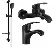 MEXEN Fabia DF62 Set of basin and bath mixer with accessories, black 746503DF62-70 - Tap