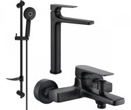 MEXEN Lynx DF40 Basin and bath mixer set with accessories, black 745913DF40-70 - Tap
