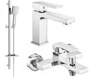 MEXEN Uno DQ45 SET basin mixer + bath mixer with accessories, chrome 71403DQ45-00 - Tap