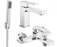 MEXEN Uno R77 SET basin mixer + bath mixer with accessories, chrome 71403R77-00 - Tap