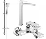 MEXEN Uno DQ45 SET basin mixer + bath mixer with accessories, chrome 71413DQ45-00 - Tap