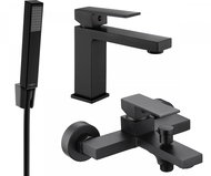MEXEN Uno R77 SET basin mixer + bath mixer with accessories, black 71403R77-70 - Tap