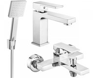 MEXEN Uno R45 Basin and bath mixer set with accessories, chrome 71403R45-00 - Tap