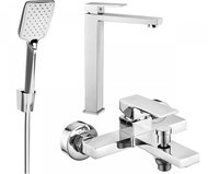 MEXEN Uno R62 Basin and bath mixer set with accessories, chrome 71413R62-00 - Tap