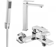 MEXEN Uno R77 Basin and bath mixer set with accessories, chrome 71413R77-00 - Tap