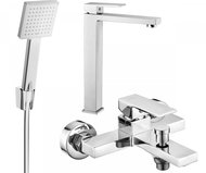 MEXEN Uno R45 Basin and bath mixer set with accessories, chrome 71413R45-00 - Tap