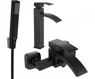 MEXEN Libra R77 Basin and bath mixer set with accessories, black 745113R77-70 - Tap