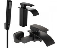 MEXEN Aries R77 Basin and bath mixer set with accessories, black 744803R77-70 - Tap