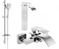 MEXEN Aries DQ62 Set of basin and bath mixer with accessories, chrome 744813DQ62-00 - Tap