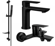 MEXEN Alfa DF72 Set of basin and bath mixer with accessories, black 745703DF72-70 - Tap