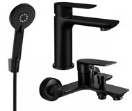 MEXEN Alfa R40 Basin and bath mixer set with accessories, black 745703R40-70 - Tap