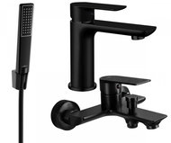 MEXEN Alfa R72 Set of basin and bath mixer with accessories, black 745703R72-70 - Tap