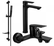 MEXEN Alfa DF72 Set of basin and bath mixer with accessories, black 745713DF72-70 - Tap