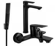 MEXEN Alfa R72 Basin and bath mixer set with accessories, black 745713R72-70 - Tap