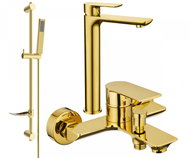 MEXEN Alfa DF02 Set of basin and bath mixer with accessories, gold 745713DF02-50 - Tap