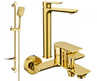 MEXEN Alfa DF62 Set of basin and bath mixer with accessories, gold 745713DF62-50 - Tap