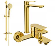 MEXEN Alfa DQ40 Set of basin and bath mixer with accessories, gold 745713DQ40-50 - Tap