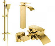 MEXEN Aries DQ45 Basin and bath mixer set with accessories, gold 744813DQ45-50 - Tap