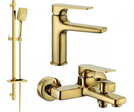 MEXEN Lynx DQ62 Basin and bath mixer set with accessories, gold 745903DQ62-50 - Tap