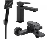 MEXEN Uno R45 Basin and bath mixer set with accessories, black 71403R45-70 - Tap