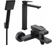 MEXEN Uno R45 Basin and bath mixer set with accessories, black 71413R45-70 - Tap