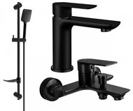 MEXEN Alfa DF62 Set of basin and bath mixer with accessories, black 745703DF62-70 - Tap