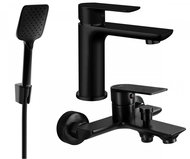 MEXEN Alfa R62 Set of basin and bath mixer with accessories, black 745703R62-70 - Tap
