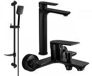 MEXEN Alfa DF62 Set of basin and bath mixer with accessories, black 745713DF62-70 - Tap
