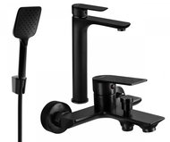 MEXEN Alfa R62 Basin and bath mixer set with accessories, black 745713R62-70 - Tap