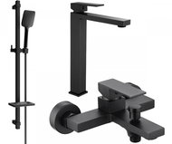 MEXEN Uno DQ62 Basin and bath mixer set with accessories, black 71413DQ62-70 - Tap