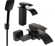 MEXEN Aries R62 Basin and bath mixer set with accessories, black 744803R62-70 - Tap