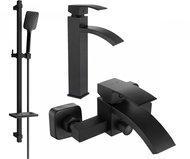 MEXEN Libra DQ62 Set of basin and bath mixer with accessories, black 745113DQ62-70 - Tap