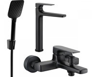 MEXEN Lynx R62 Basin and bath mixer set with accessories, black 745913R62-70 - Tap