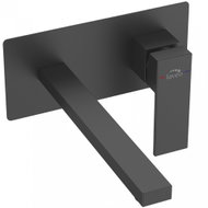 Laveo Kvadrato basin mixer with mixer tap, black (BLQ_722P) - Tap