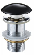 MEXEN Handle-latch stopper without overflow round ceramic, glossy black - Sink Waste Outlet