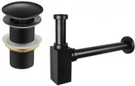 MEXEN Washbasin trap with click-clack outlet without overflow, black - Siphon