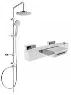 MEXEN Carl Shower Column Including Bath Thermostatic Mixer Cube, Chrome (77360240-00) - Shower Set