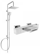 MEXEN Tord shower column including Cube thermostatic bath mixer, chrome ( 77360200-00 ) - Shower Set