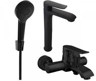 Mexen Pecos R40 Basin and bath mixer set with accessories, black (72713R40-70) - Tap
