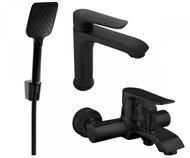 Mexen Pecos R62 Basin and bath mixer set with accessories, black (72703R62-70) - Tap