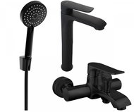 Mexen Pecos R75 Basin and bath mixer set with accessories, black (72713R75-70) - Tap
