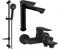 Mexen Royo DF40 Basin and bath mixer set with accessories, black (72213DF40-70) - Tap