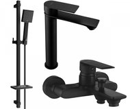 Mexen Royo DQ45 Basin and bath mixer set with accessories, black (72213DQ45-70) - Tap