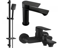 Mexen Royo DQ62 Basin and bath mixer set with accessories, black (72203DQ62-70) - Tap