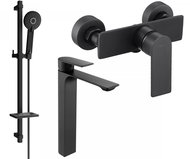 Mexen Alexa Set basin + shower mixer with accessories DQ40, black (71214DQ40-70) - Tap