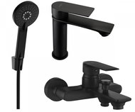 Mexen Royo R40 Basin and bath mixer set with accessories, black (72203R40-70) - Tap