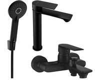 Mexen Royo R40 Basin and bath mixer set with accessories, black (72213R40-70) - Tap
