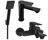 Mexen Royo R45 Basin and bath mixer set with accessories, black (72203R45-70) - Tap